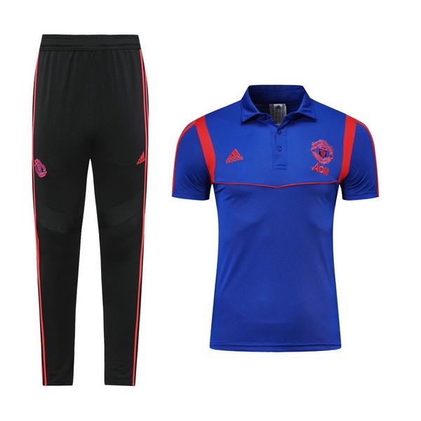 Polo Conjunto Completo Manchester United 2019-2020 Azul Rojo